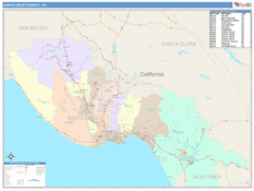 Santa Cruz County, CA Digital Map Color Cast Style